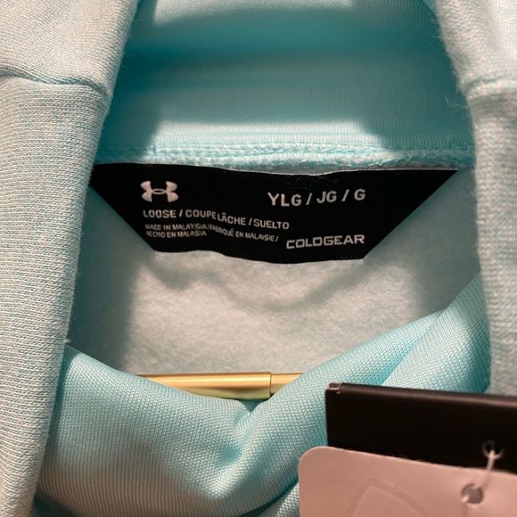 Under Armour Hoodie Youth Pullover Blue Colorblock Funnel Neck Sweatshirt 0130 - Picture 7 of 10